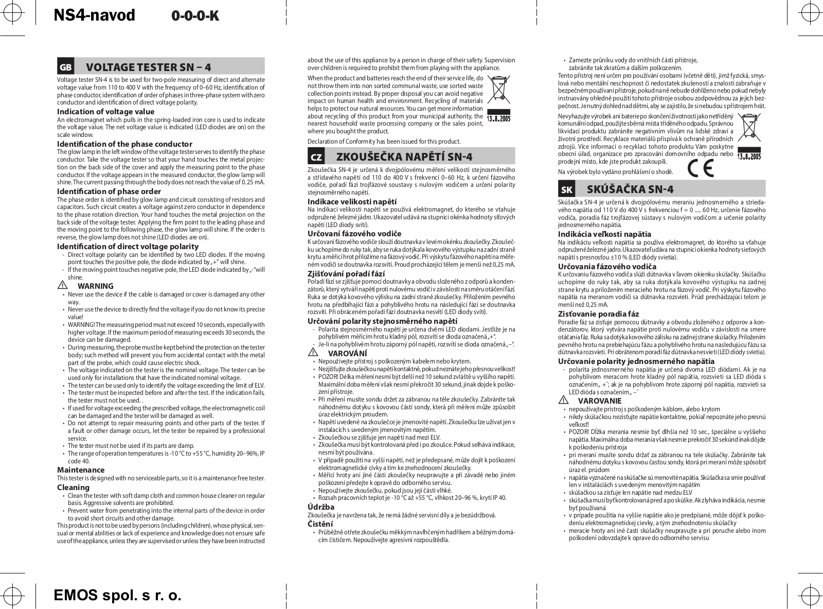 Emos SN-4 User Manual