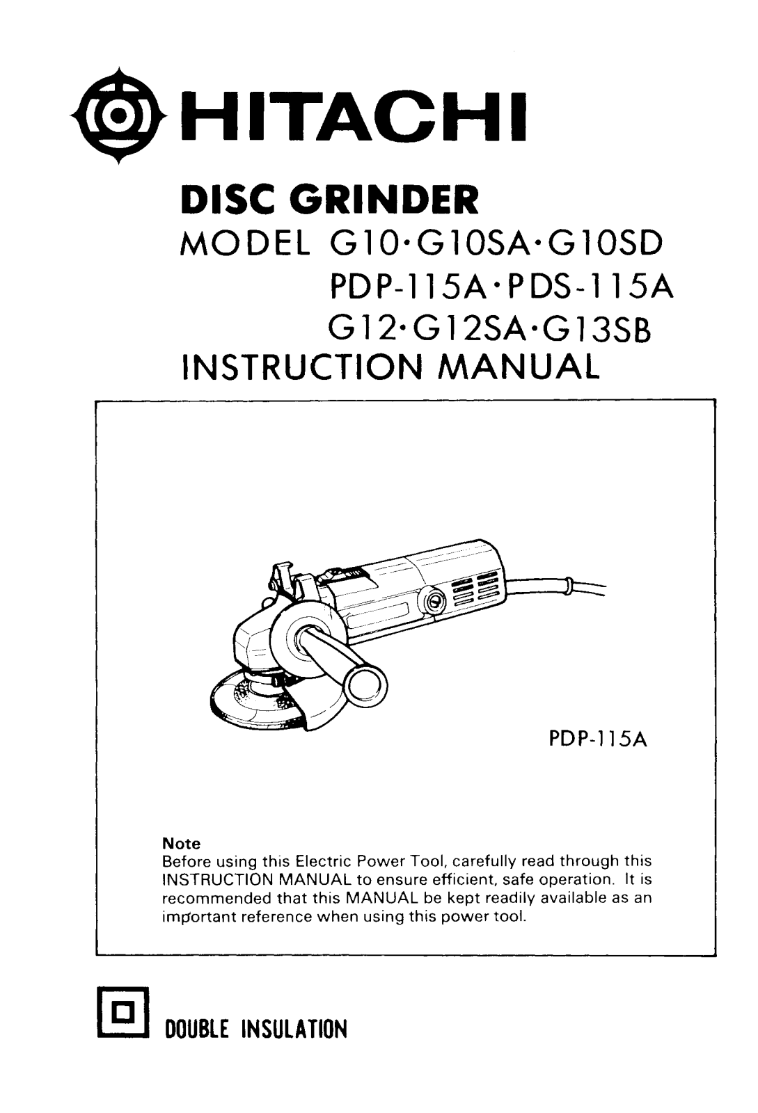 Hitachi PDS115A, G10SA User Manual