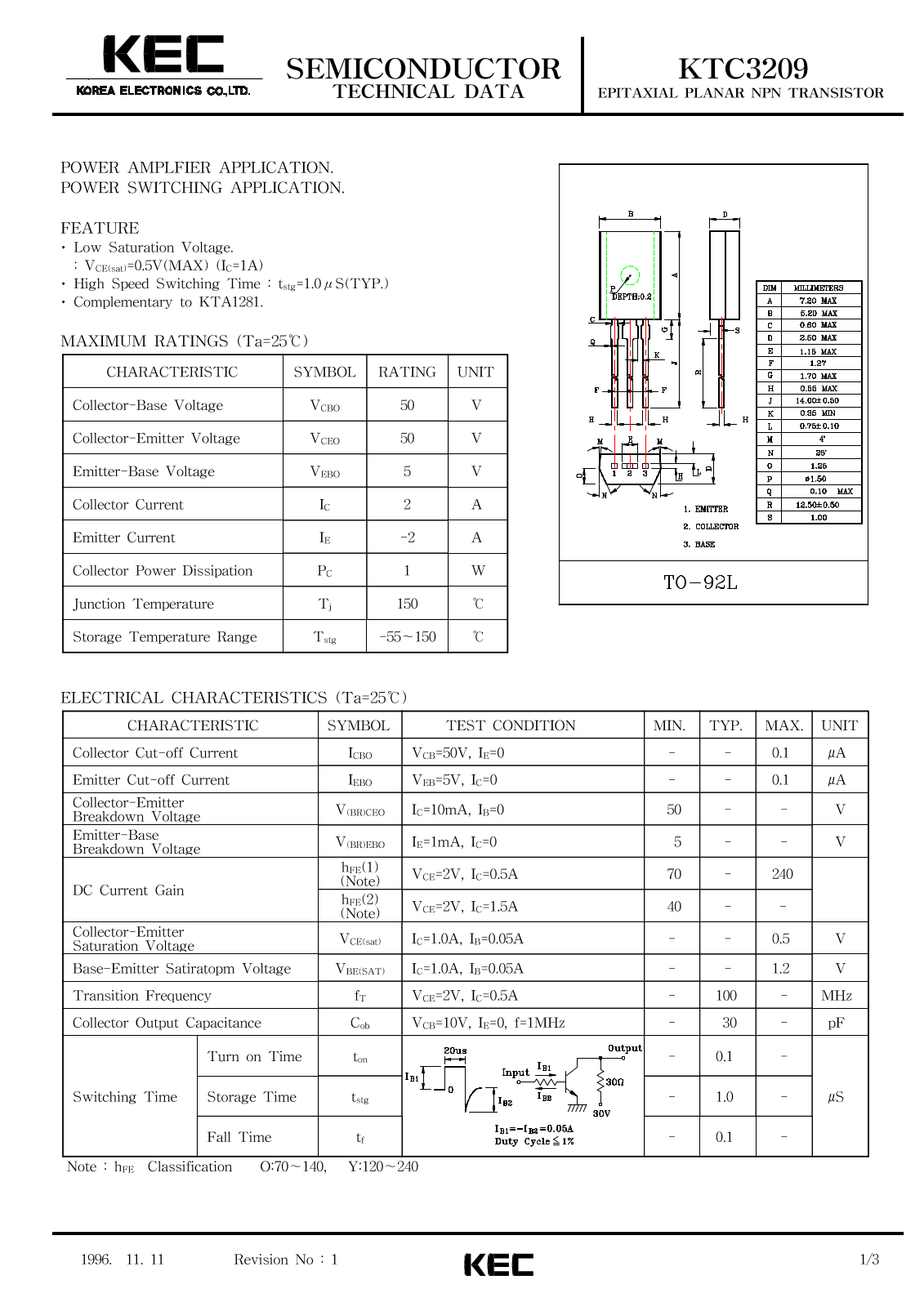 KEC KTC3209 Datasheet