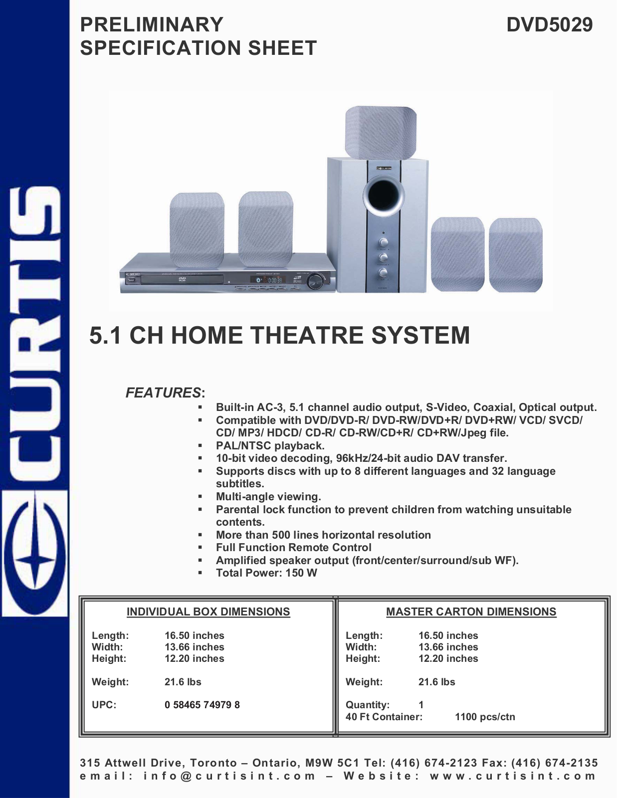 Curtis DVD5029 User Manual