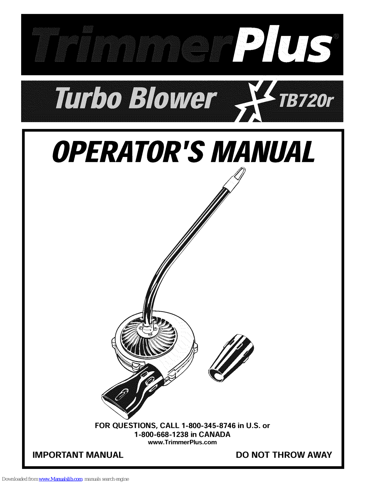 TrimmerPlus TB720r, Turbo Blower TB720r Operator's Manual - ManualMachine.com