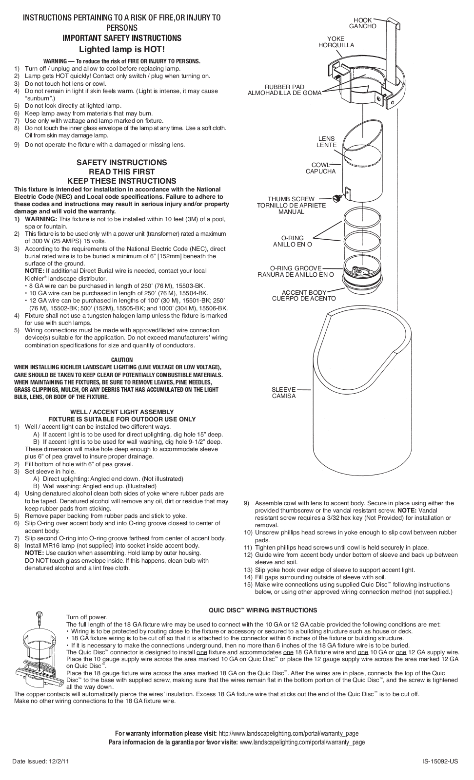 Kichler 15092 User Manual