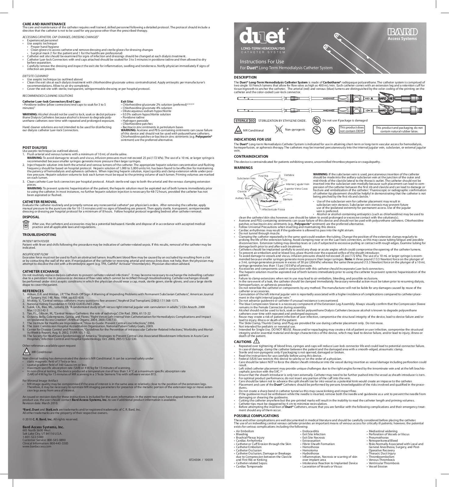 Bard Duet Instructions For Use Manual