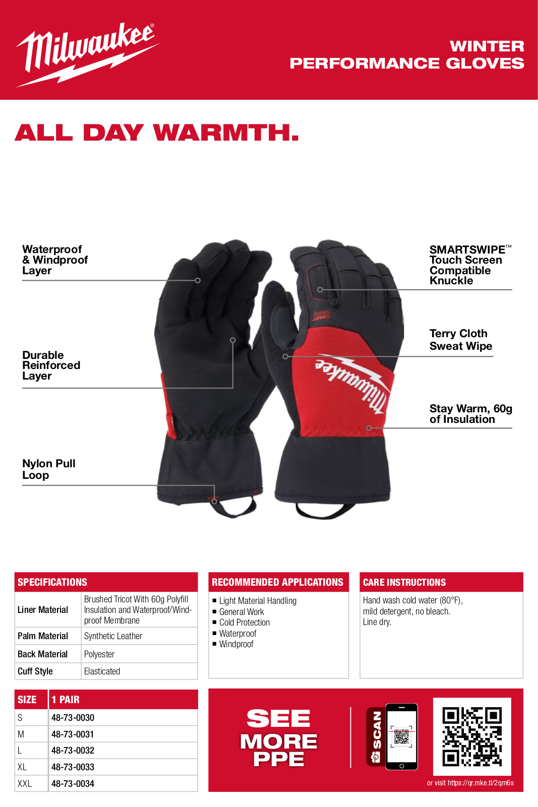 Milwaukee 48-73-0030, 48-73-0031, 48-73-0032, 48-73-0033, 48-73-0034 Spec Sheet - ManualMachine.com