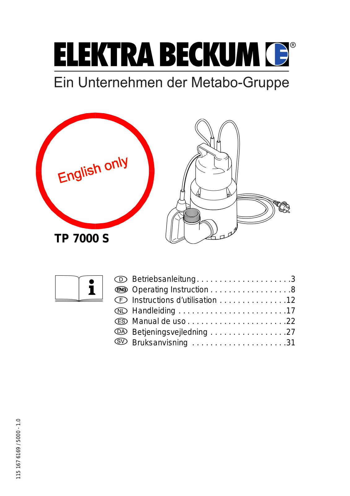 Elektra Beckum TP 7000 S User Manual