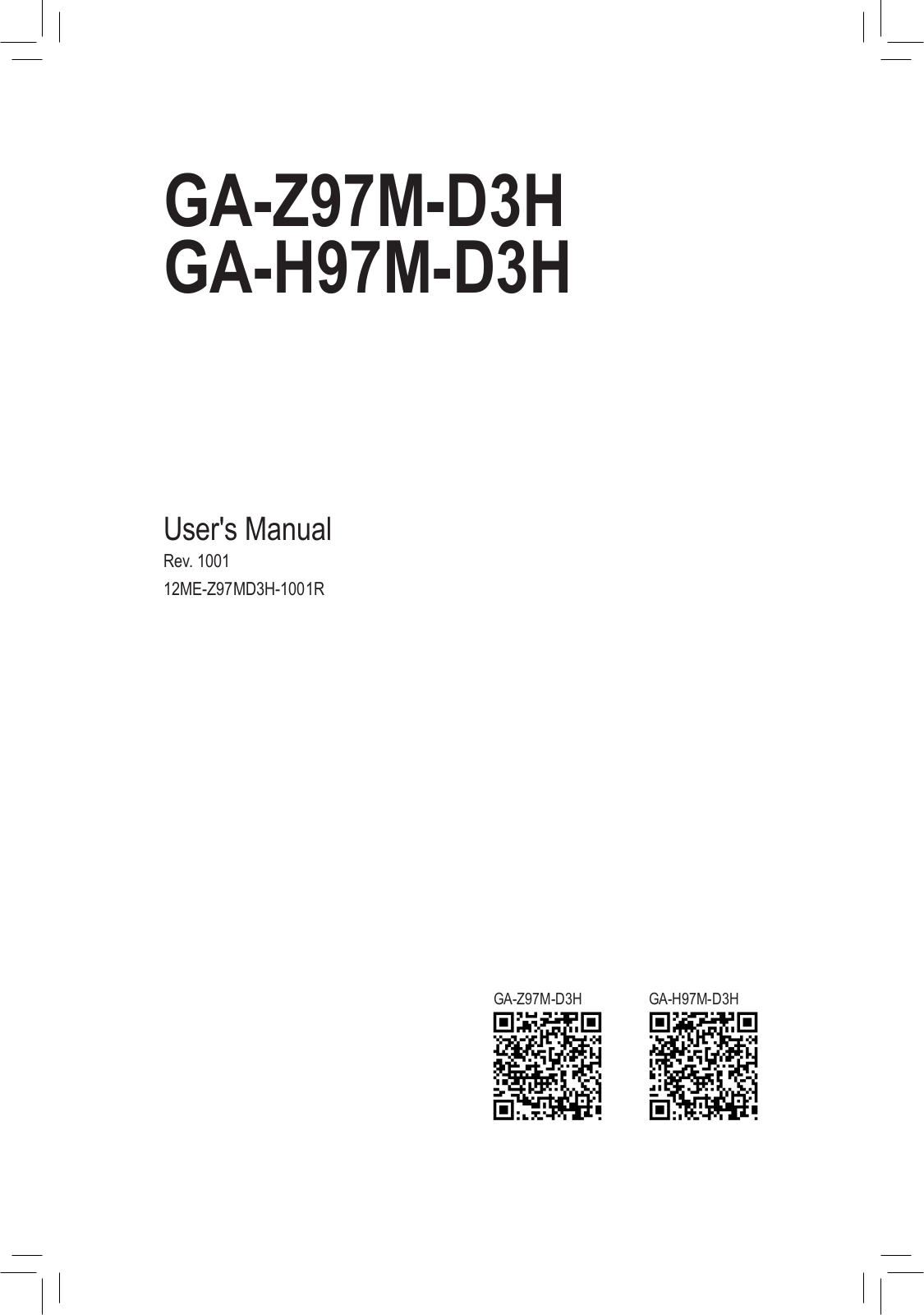 Gigabyte GA-H97M-D3H, GA-Z97M-D3H User Manual