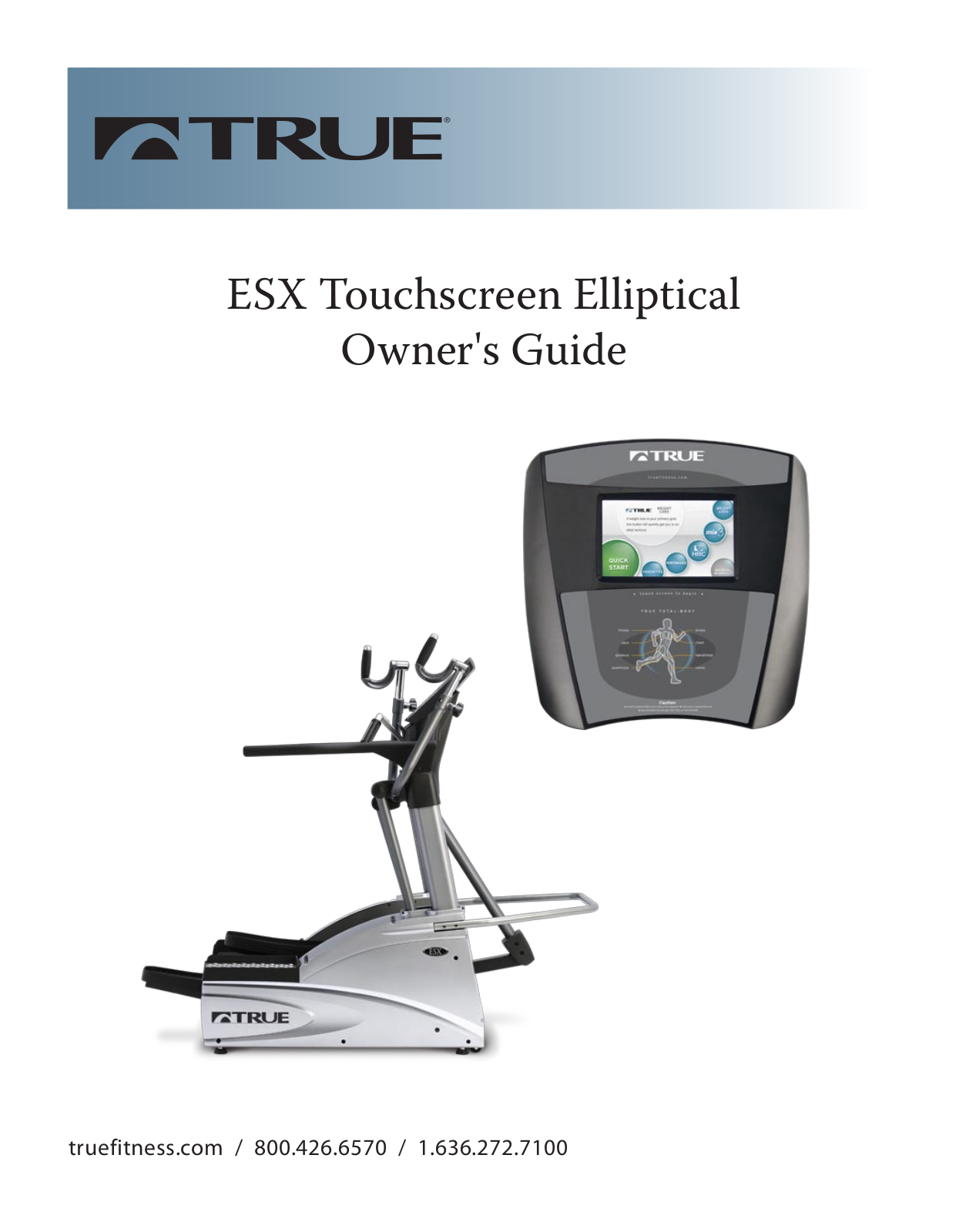 True Fitness Touchscreen Elliptical User Manual