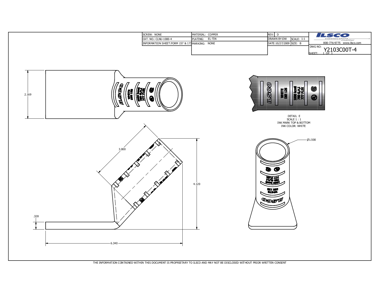 Ilsco CLNU-1000-4 Data sheet