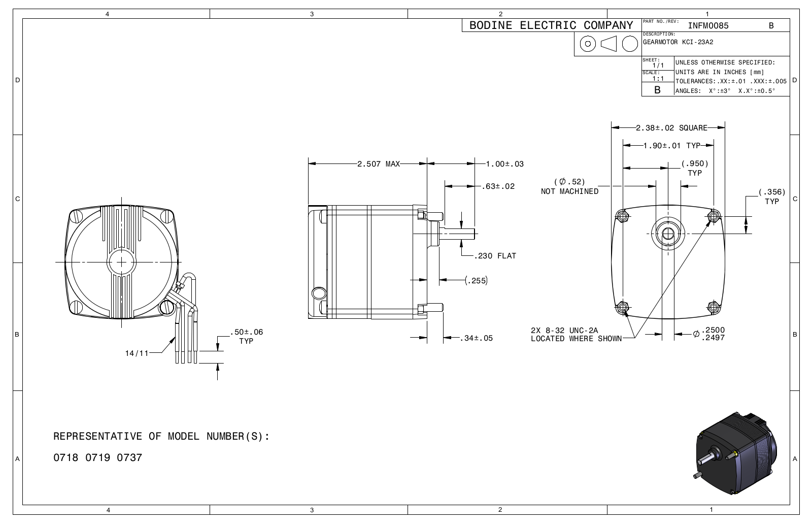 Bodine 0718, 0719, 0737 Reference Drawing