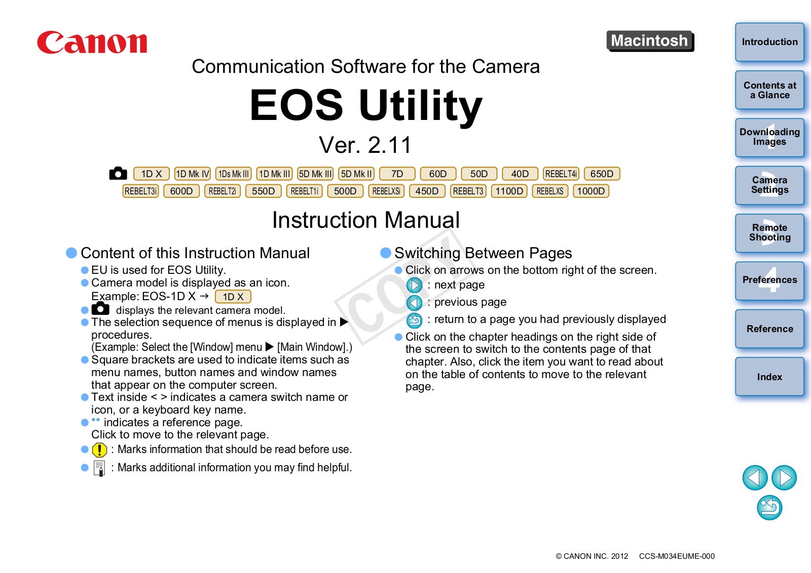 Canon REBELT2I, 60D, 5D MK III User Manual