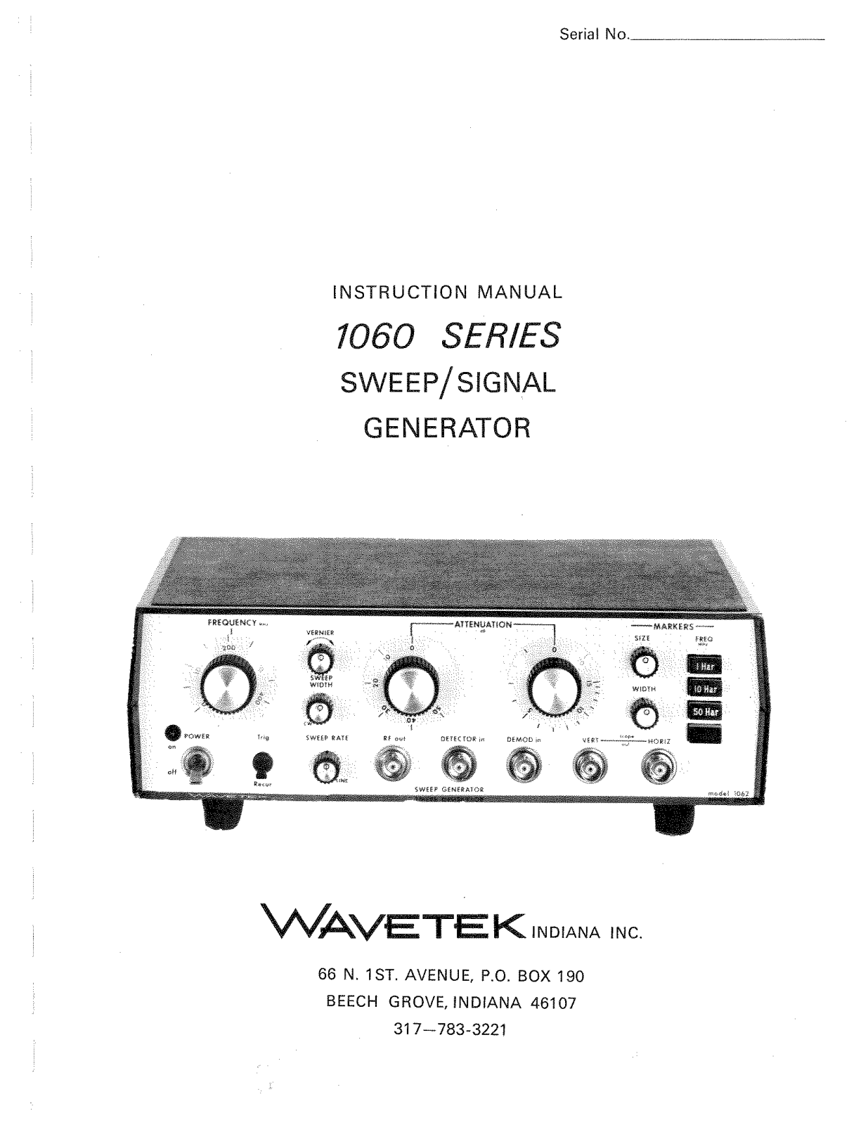 Wavetek 1067, 1066, 1062, 1061, 1060 Service manual