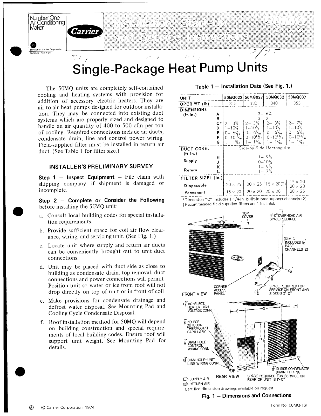 Carrier 50MQ User Manual