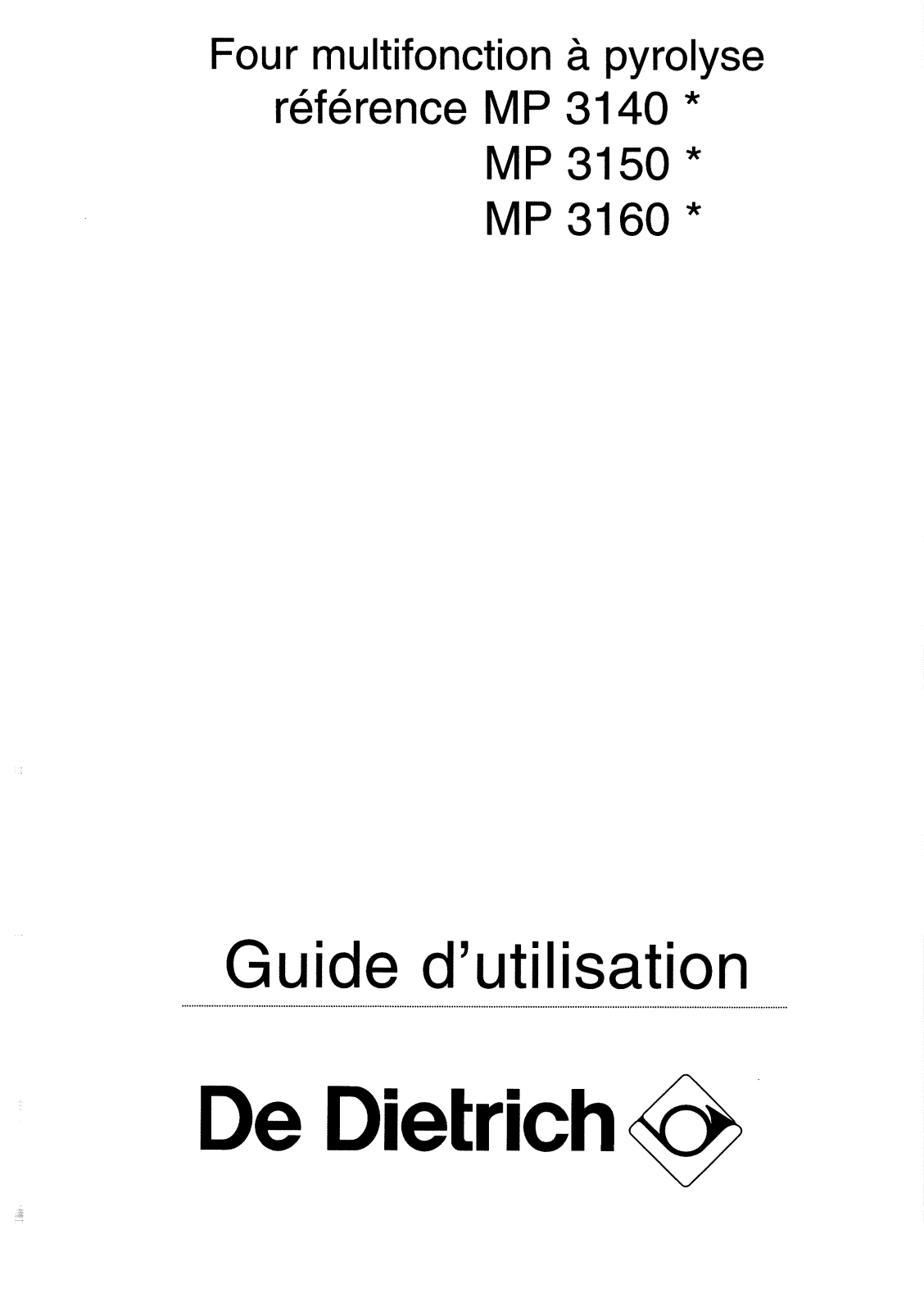 De dietrich MP3140B, MP3150B, MP3160B User Manual
