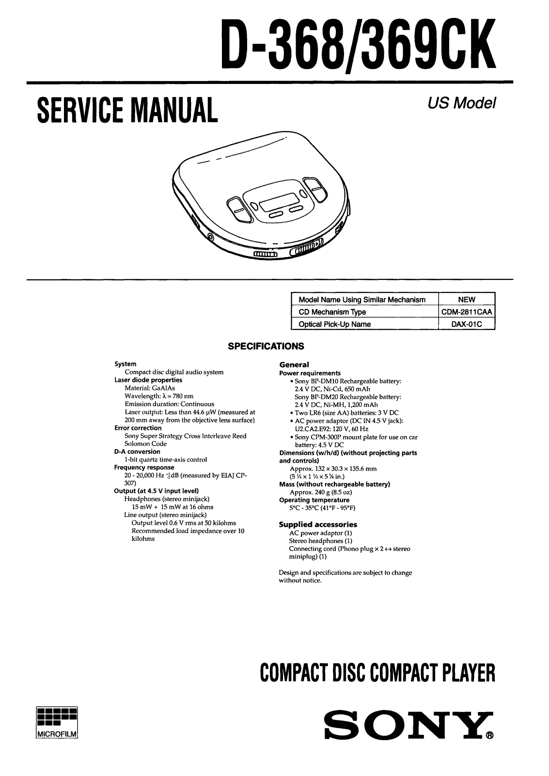 Sony D-368 Service manual