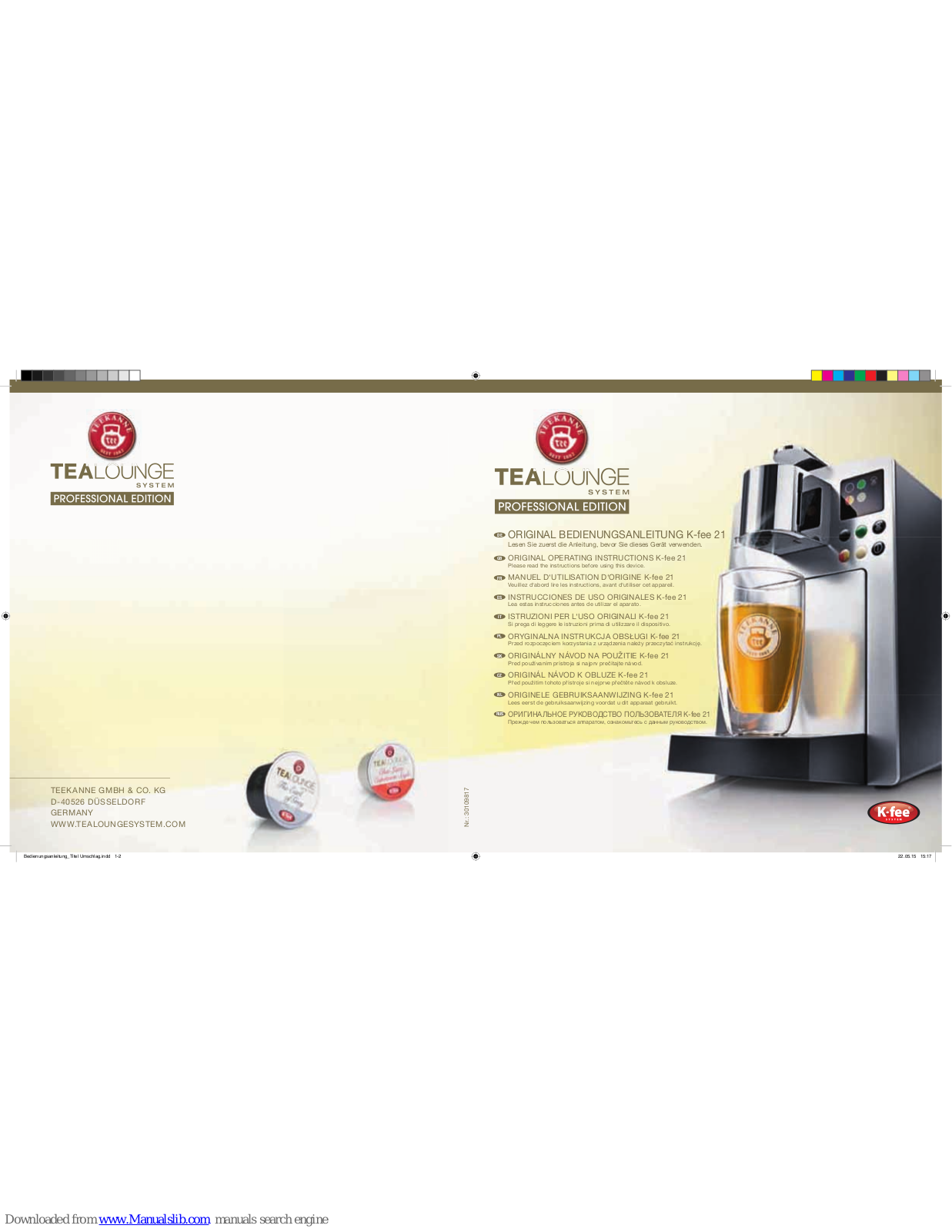 Teekanne K-fee 21 Original Operating Instructions - ManualMachine.com