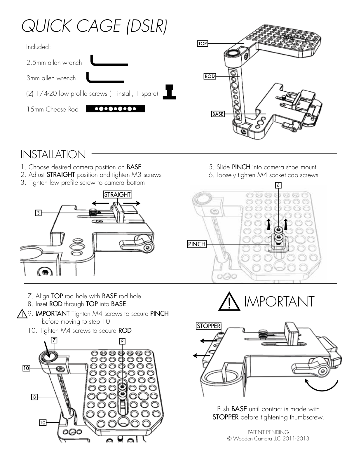 Wooden Camera WC-182200, WC-162700, WC-162800, WC-162900 User manual