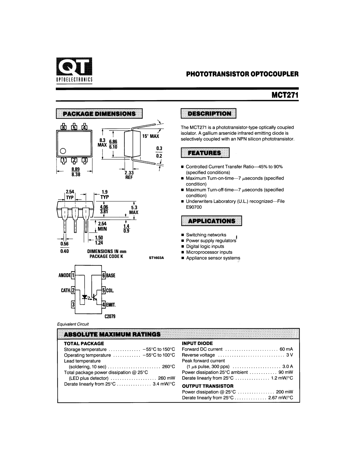 QT MCT271 Datasheet