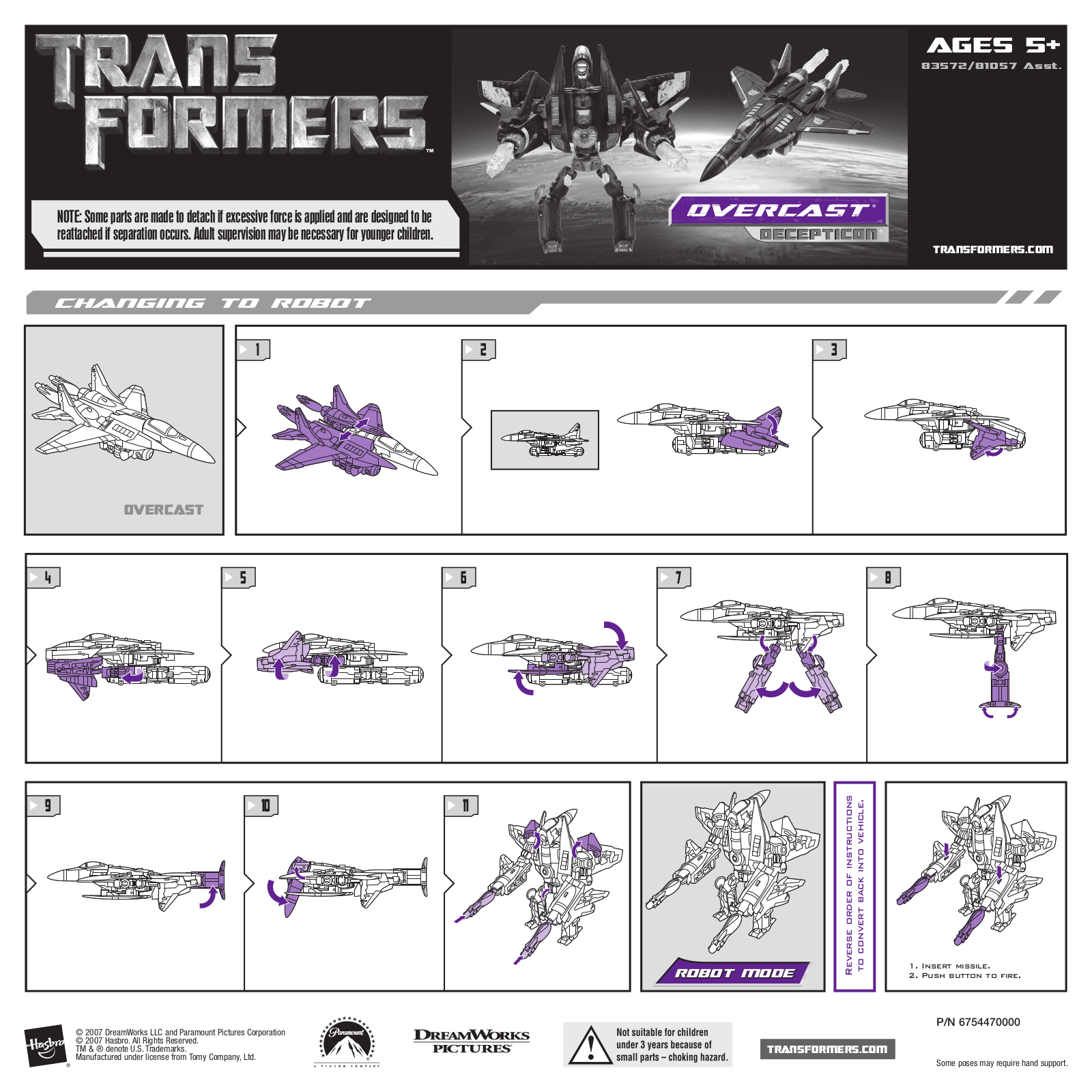 HASBRO Transformers Overcast Decepticon User Manual