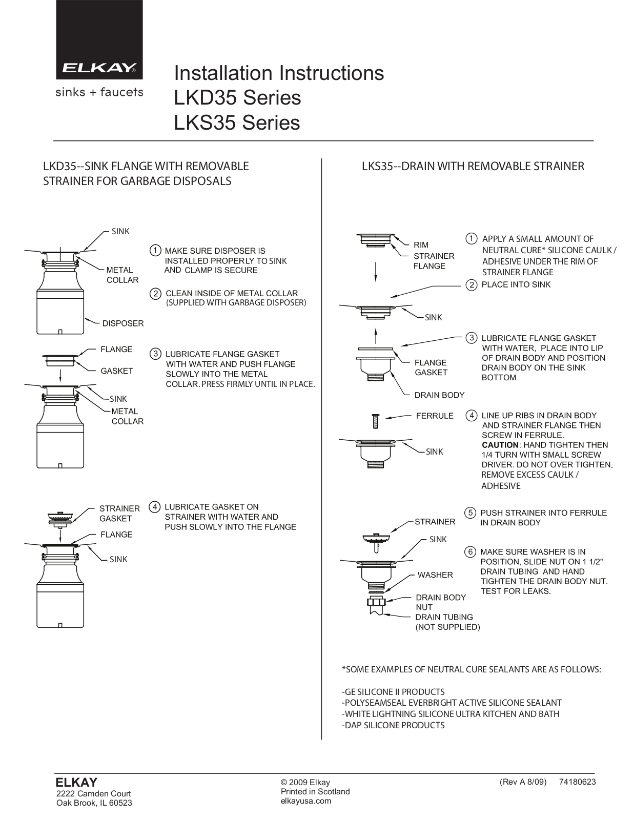 Elkay LKD35 Installation  Manual