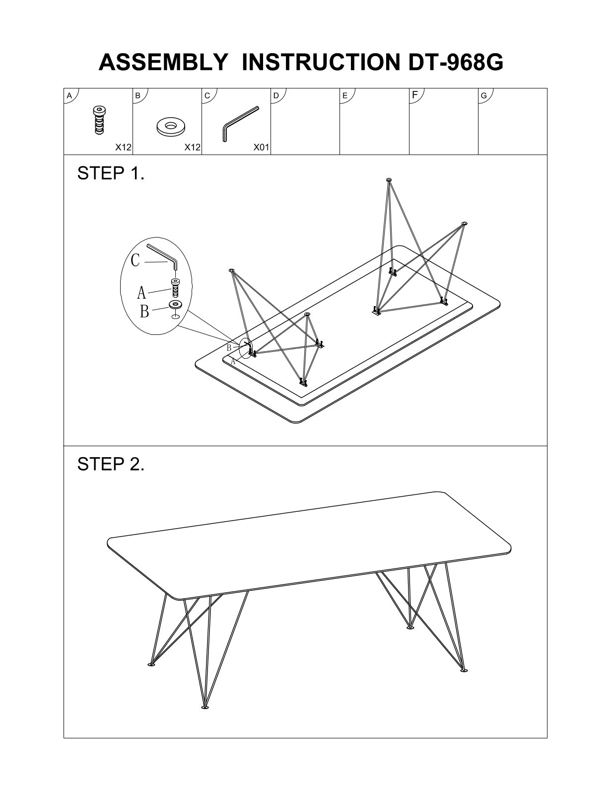 Stool Group DT-968G ASSEMBLY INSTRUCTIONS