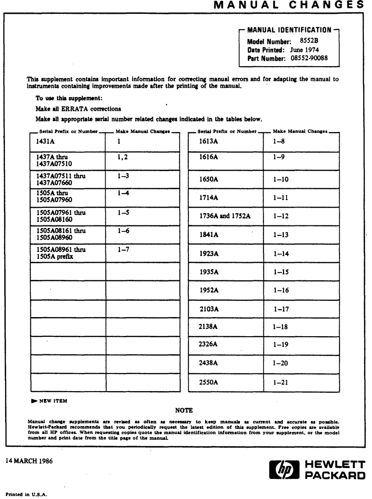 HP 8552b, 1410a schematic