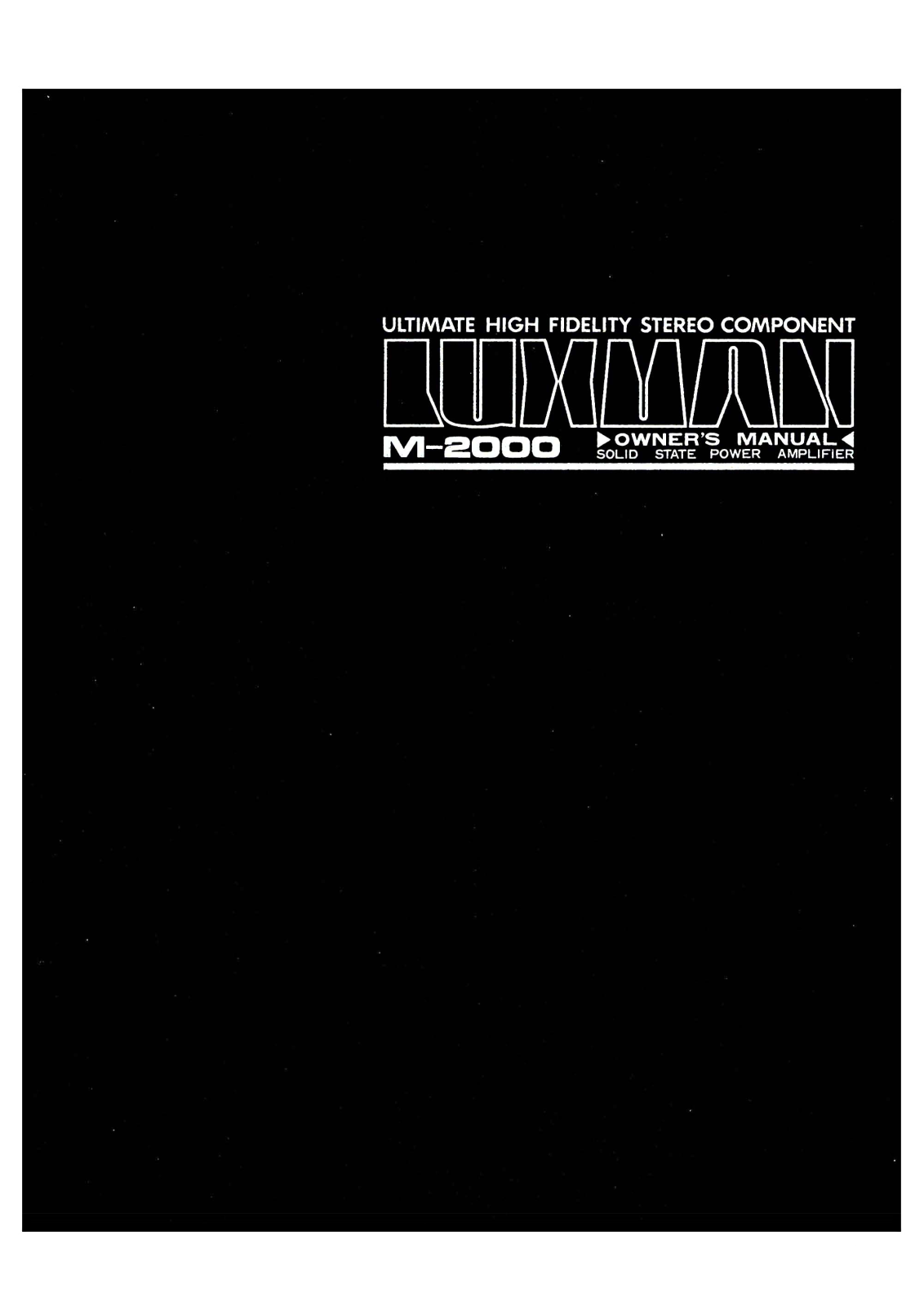 Luxman M-2000 Owners Manual