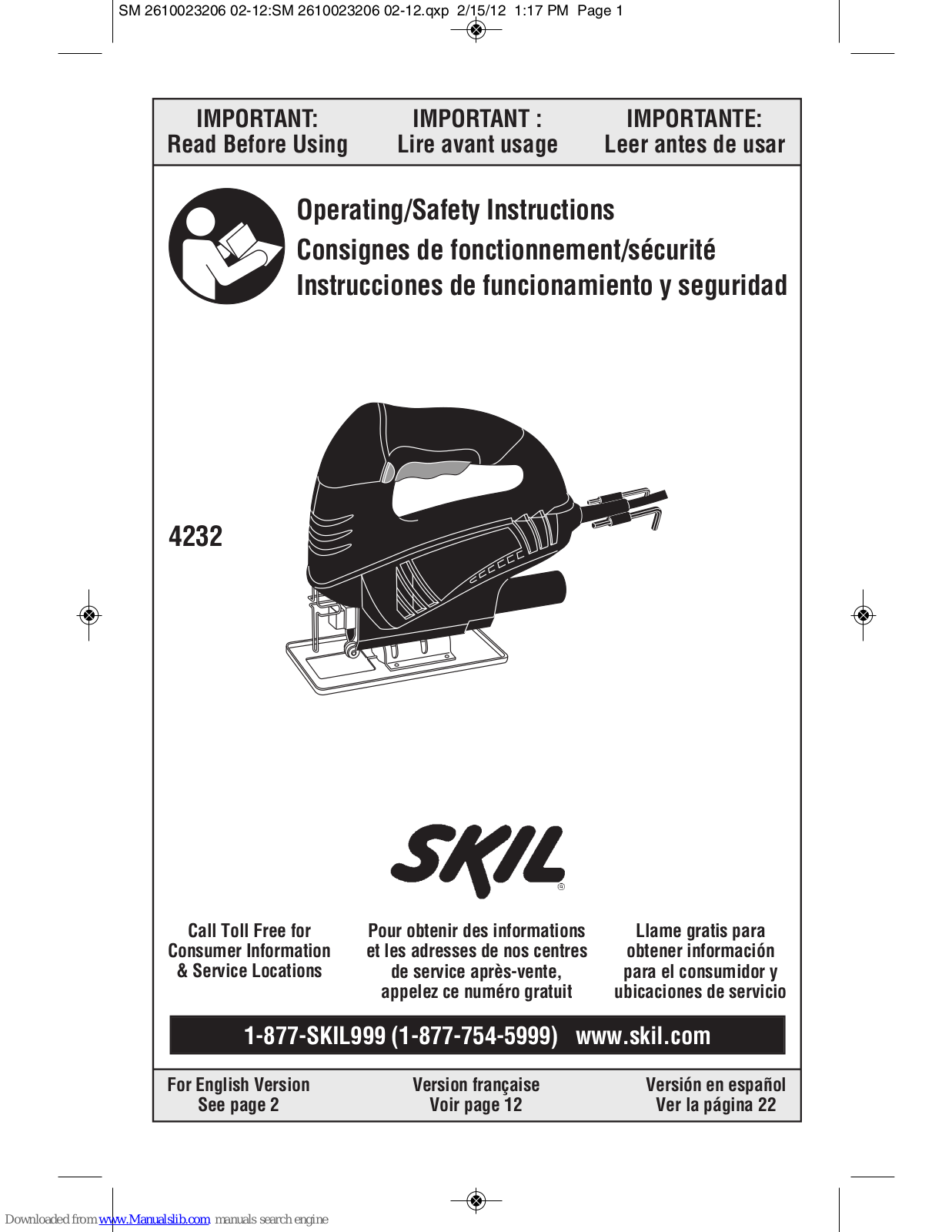 Skil 4232 Operating/safety Instructions Manual