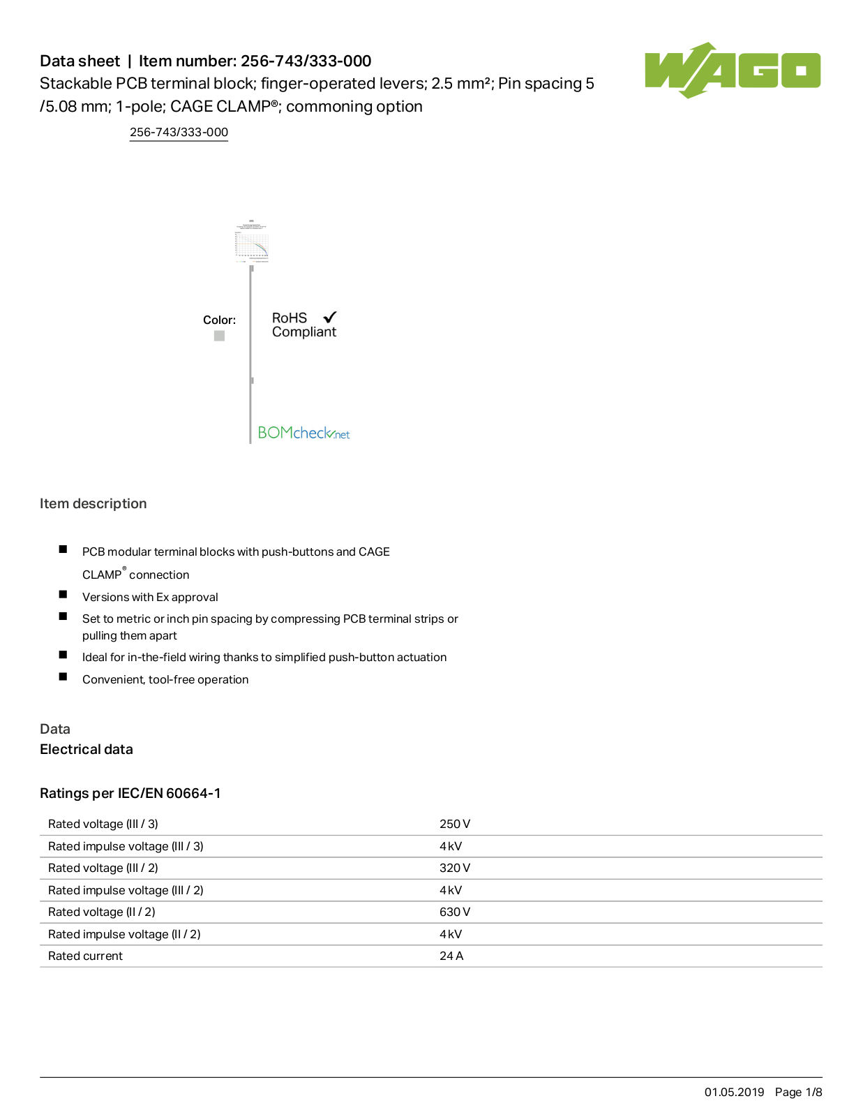 Wago 256-743/333-000 Data Sheet