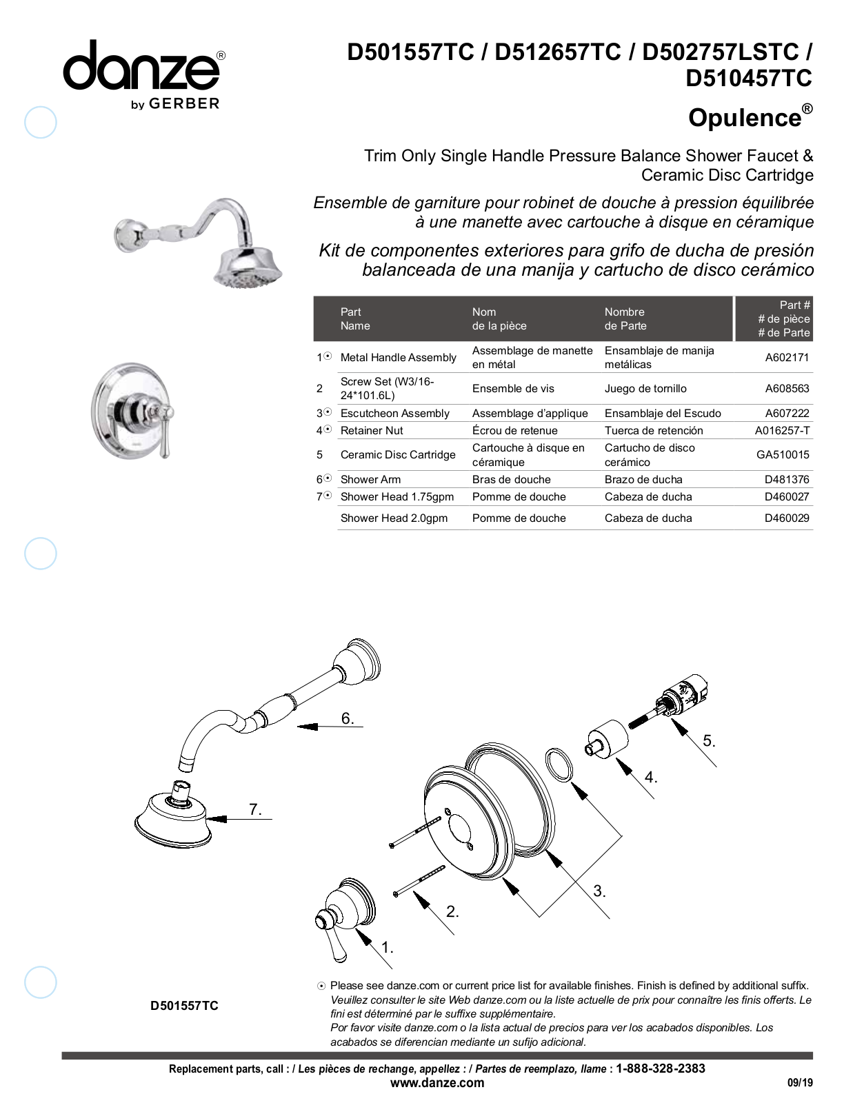 Gerber D512657BNTC, D512657BRTC, D512657TC Part List