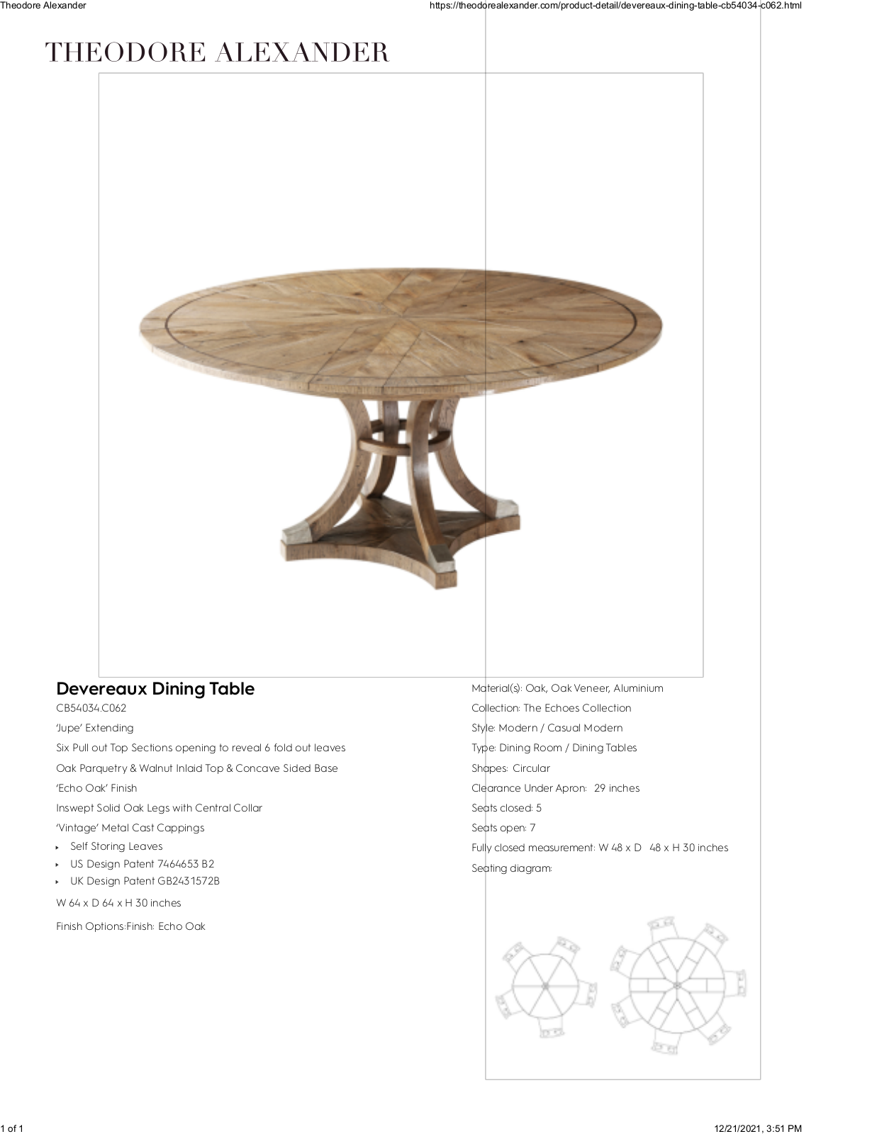 Theodore Alexander FPLJ3057 Specifications - ManualMachine.com