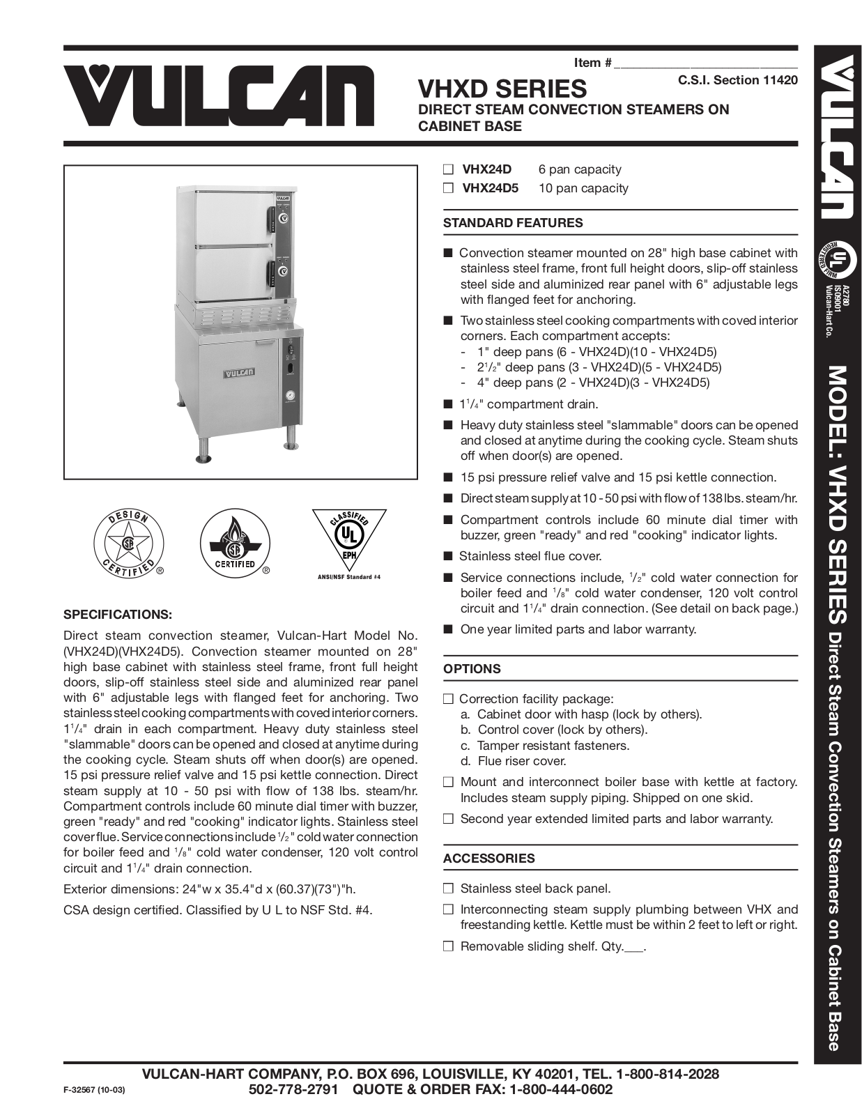 Vulcan VHX24D User Manual