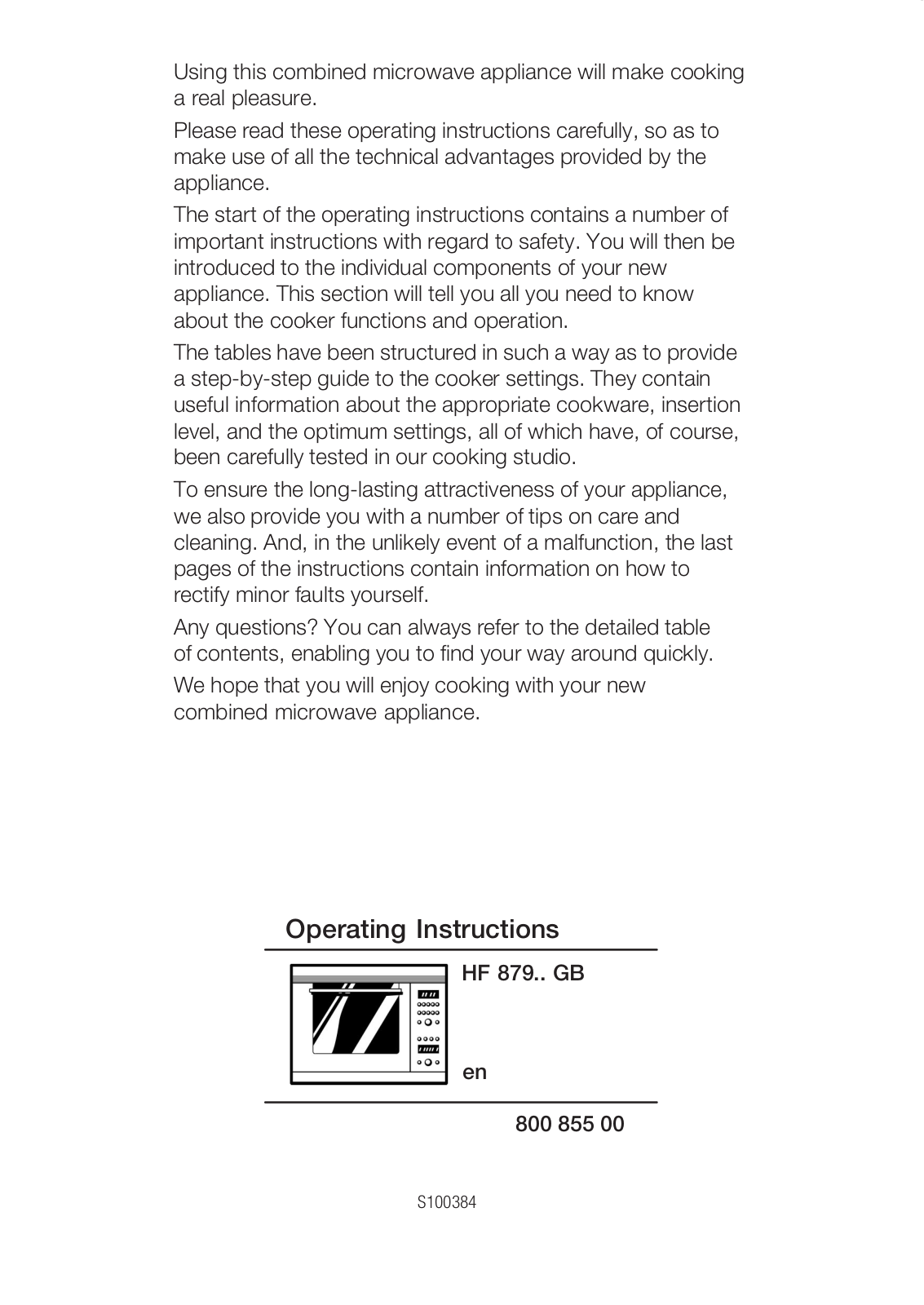 Siemens HF87921GB, HF87940GB, HF87920GB Operating Manual