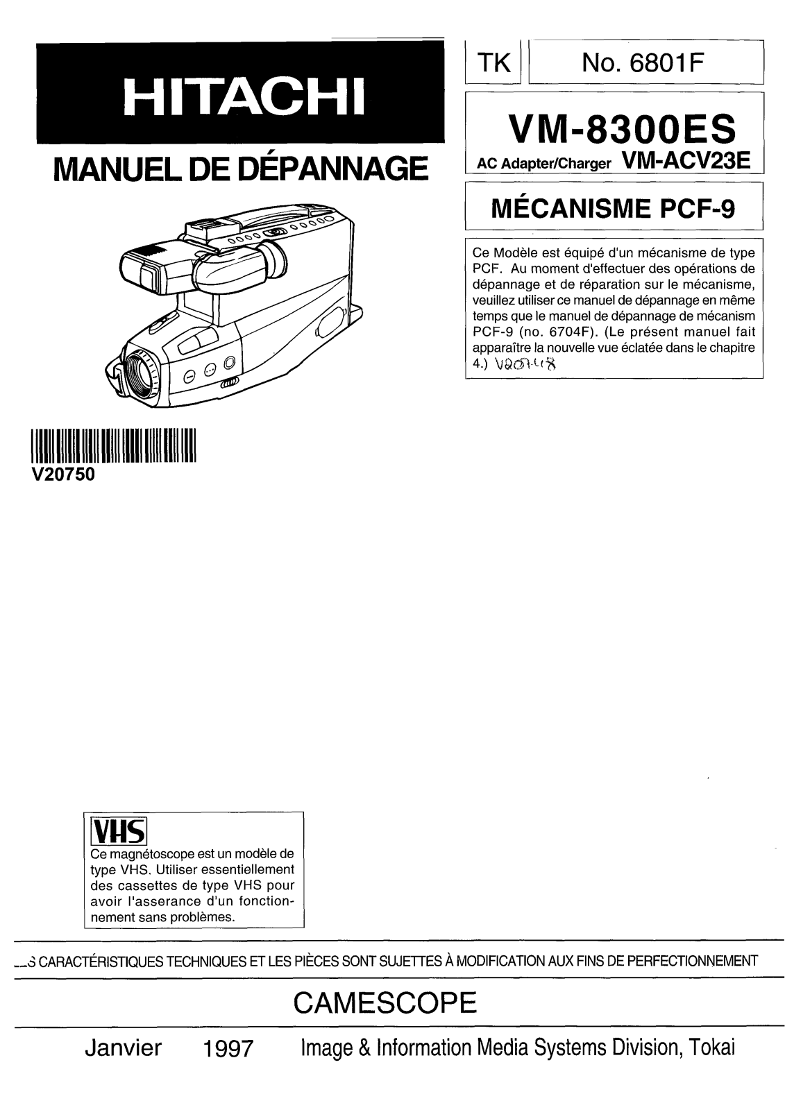 Hitachi VM-830ES Service Manual