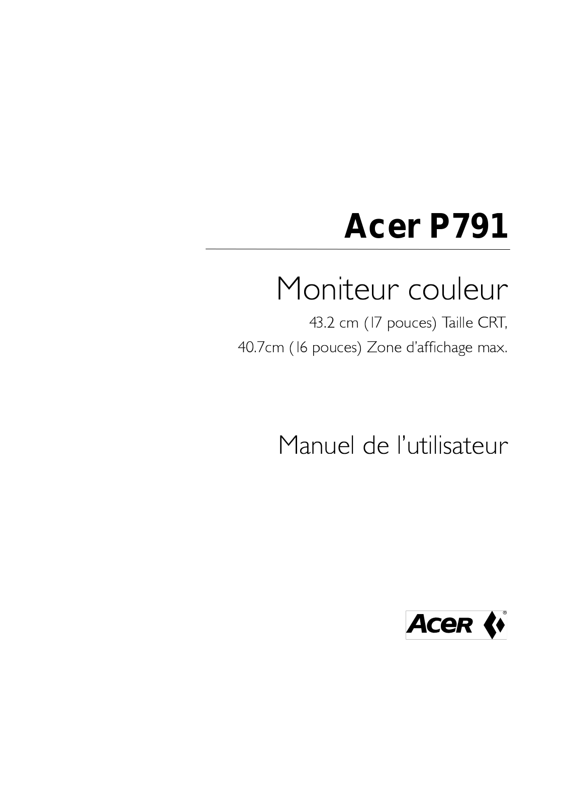 ACER P791 User Manual