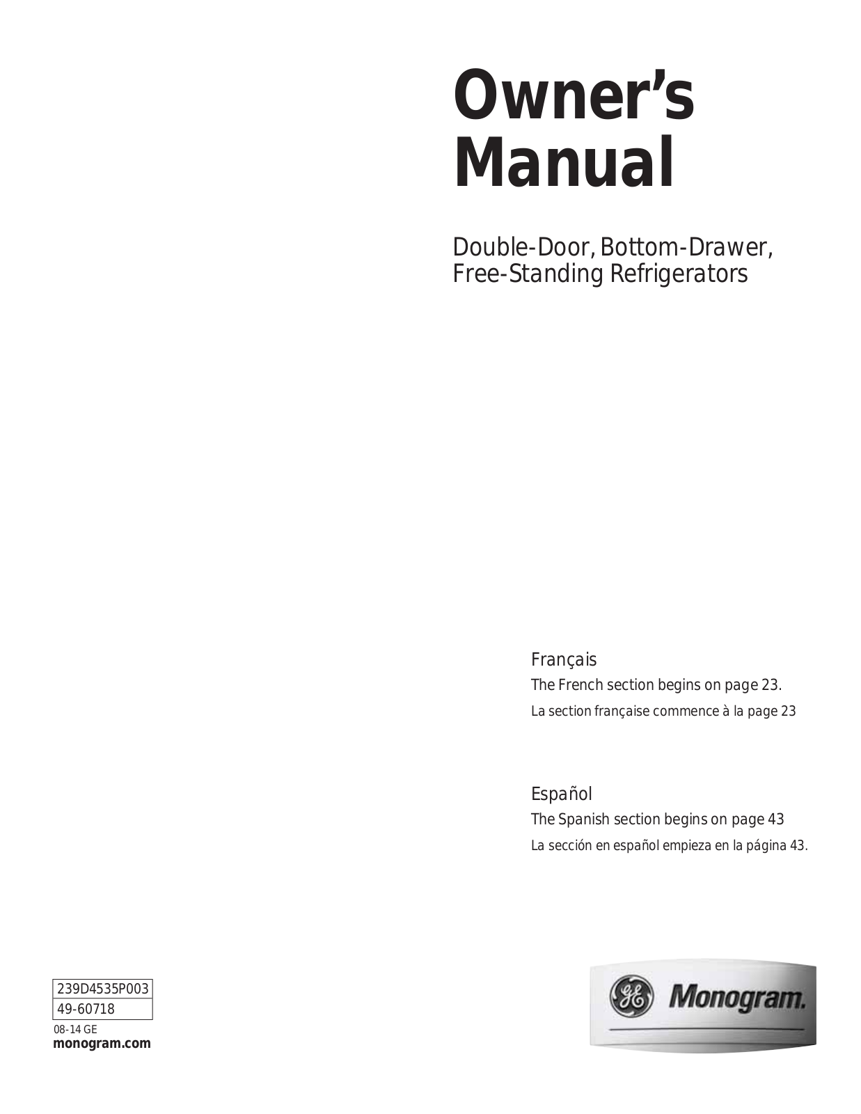 Monogram MORERADWRH2062 User Manual