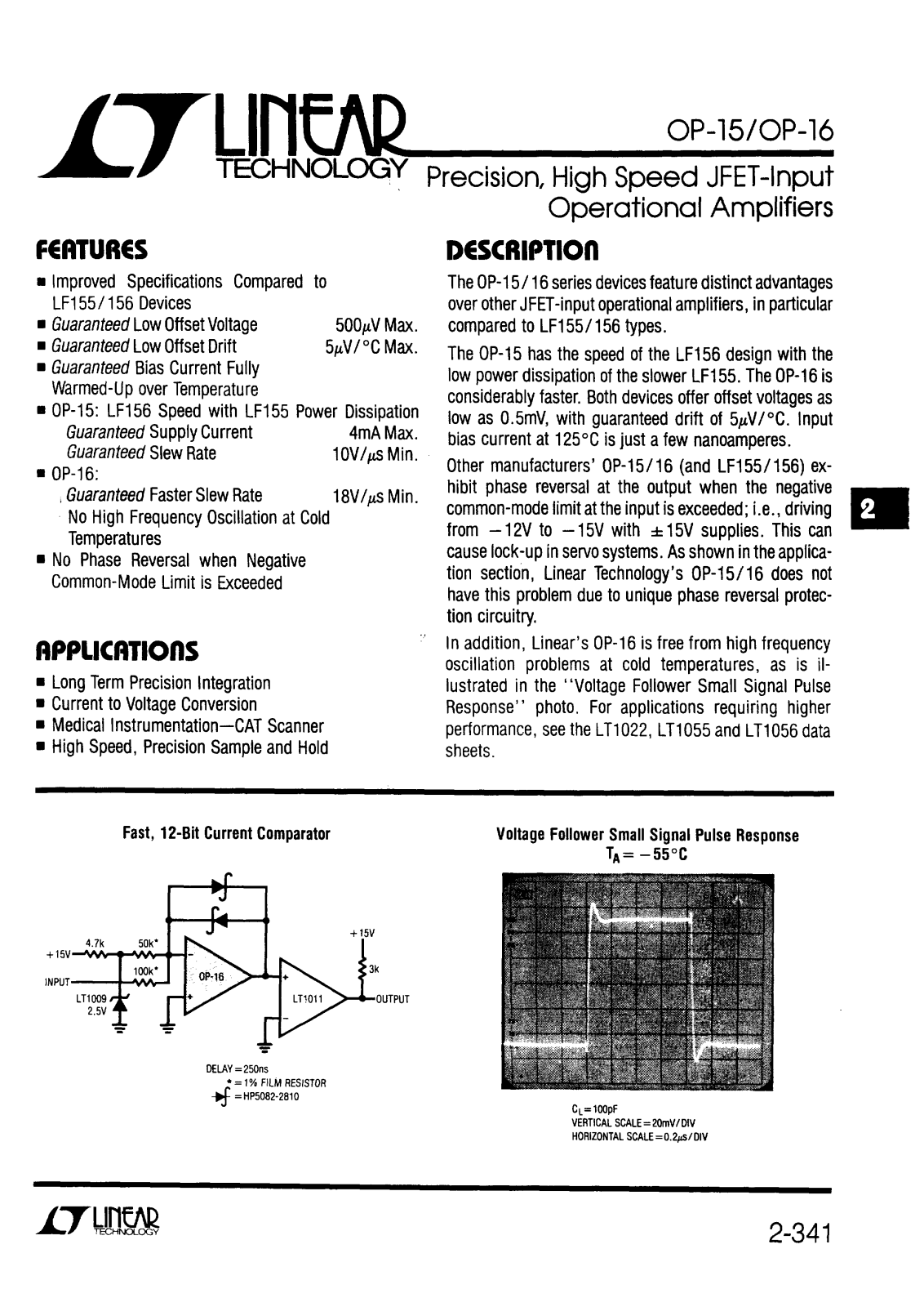 Linear Technology OP15, OP16 Datasheet