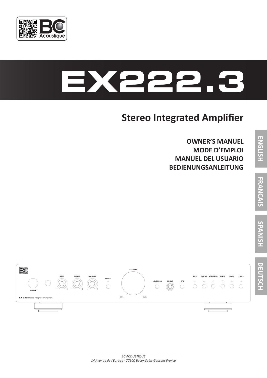 BC Acoustique EX-222.3 operation manual