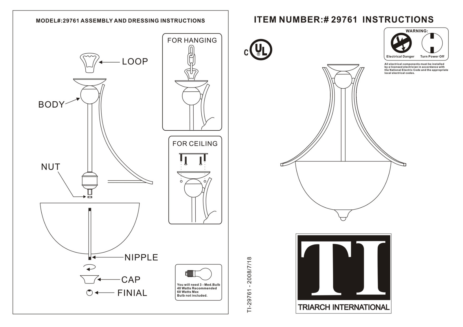 Triarch 29761 User Manual