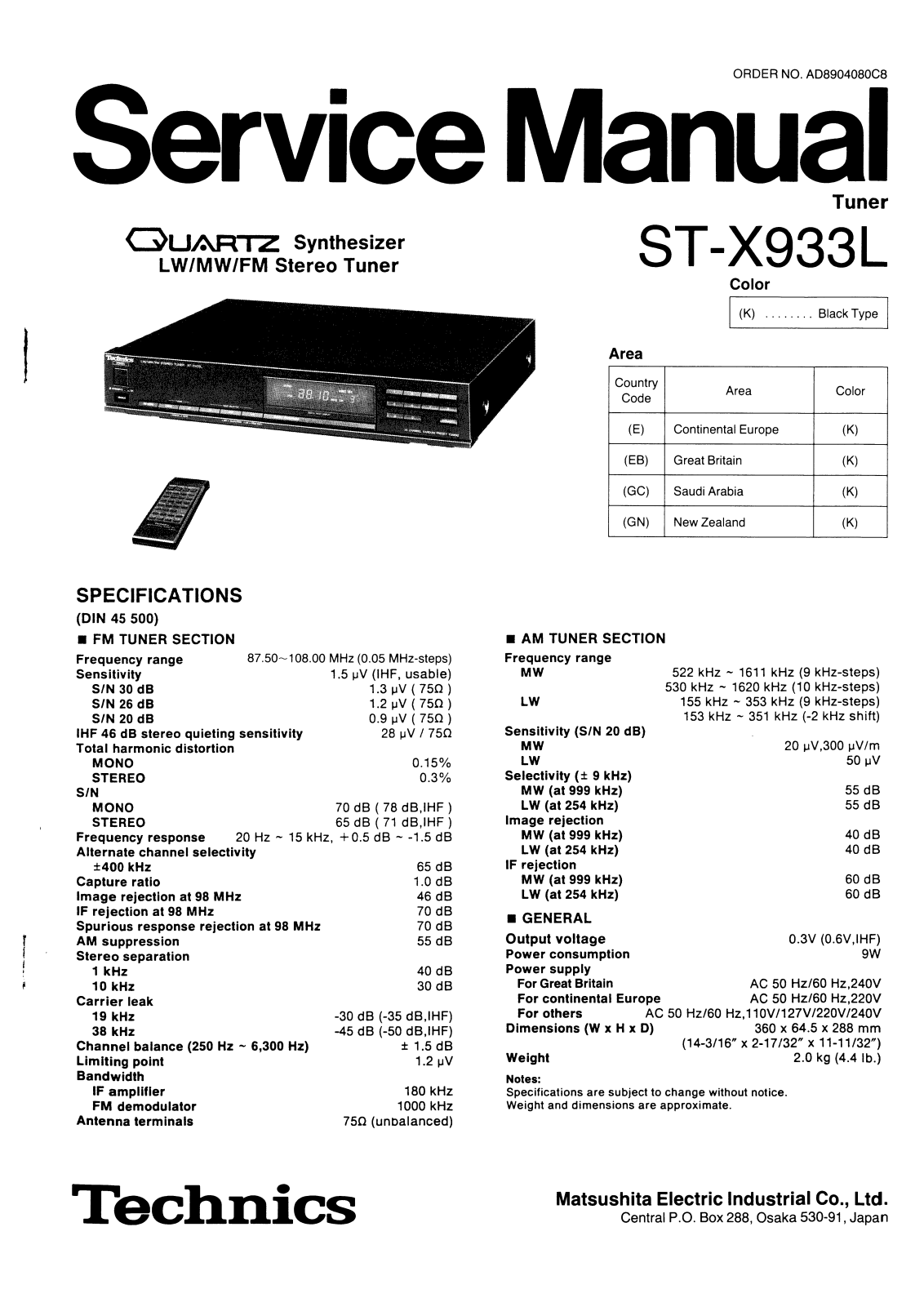 Technics ST-X-933-L Service Manual