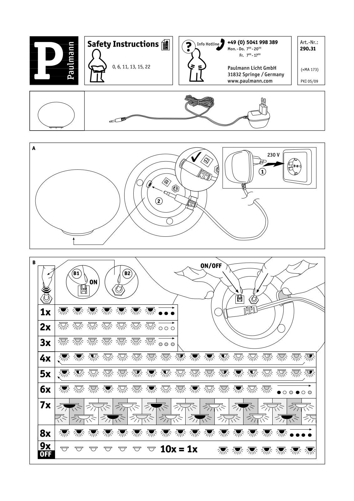 Paulmann 29031 Safety instructions