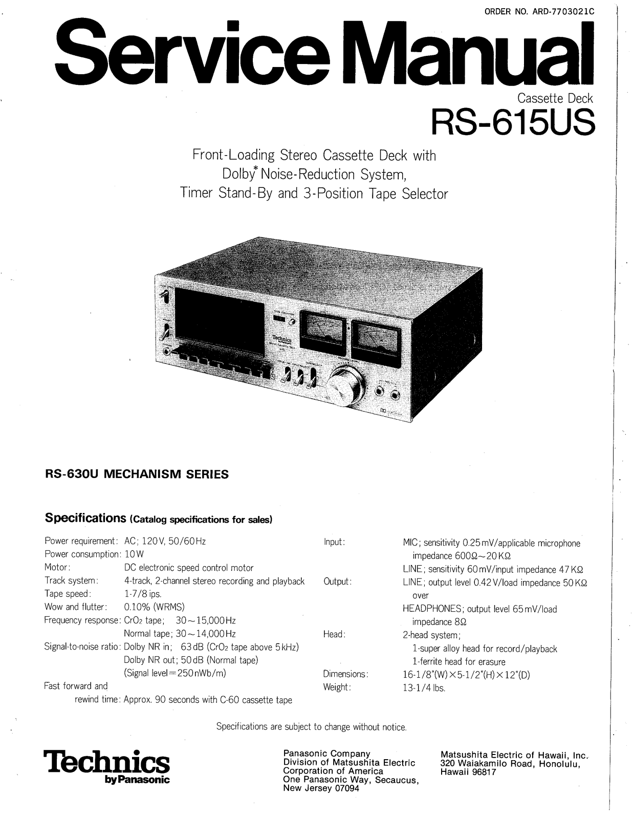 Technics RS-615us Service manual