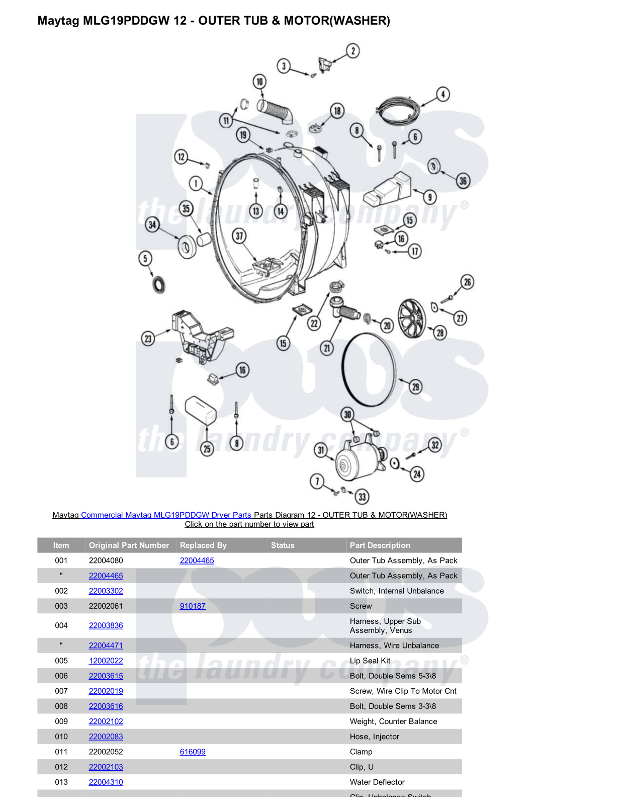 Maytag MLG19PDDGW Parts Diagram