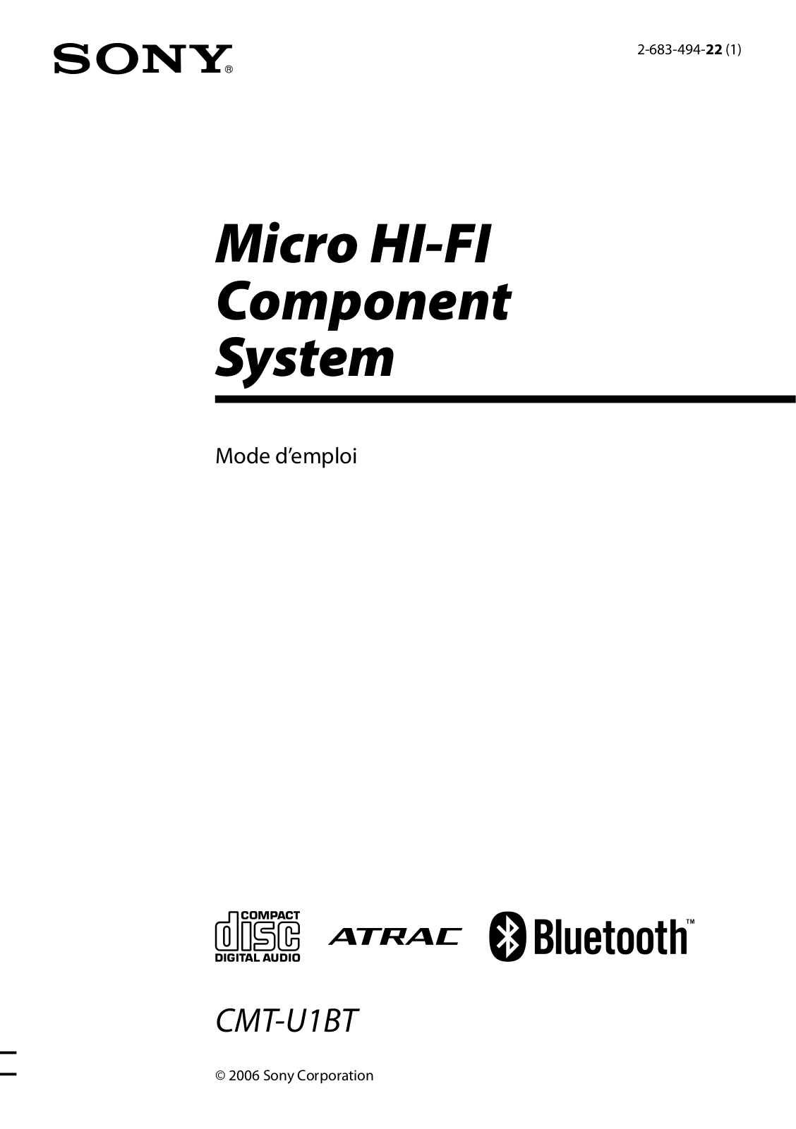 SONY CMT-U1 User Manual