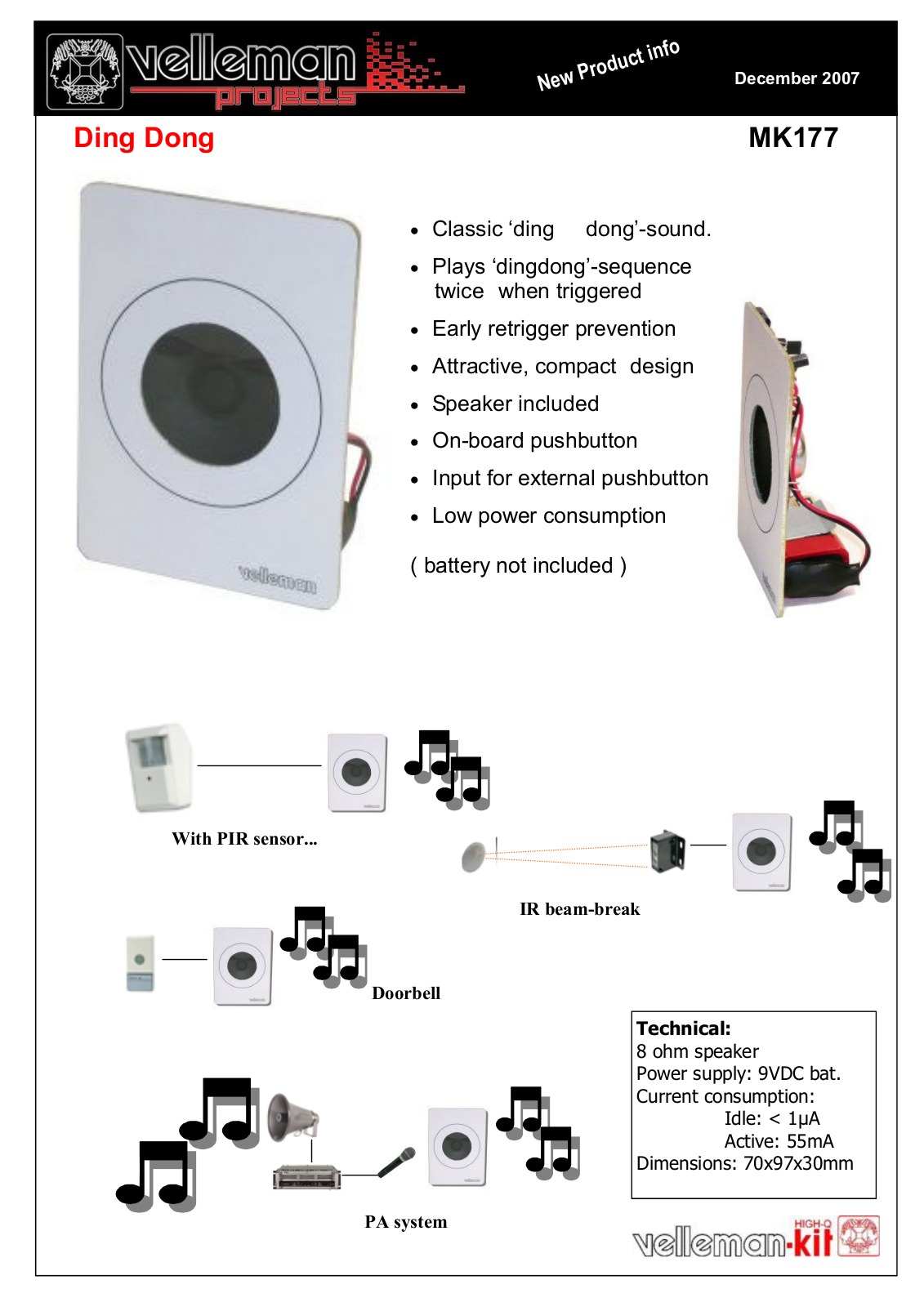 Velleman MK177 Datasheet