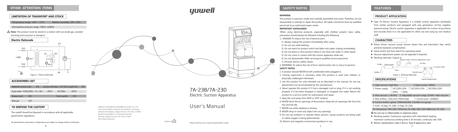 Yuwell 7A User manual