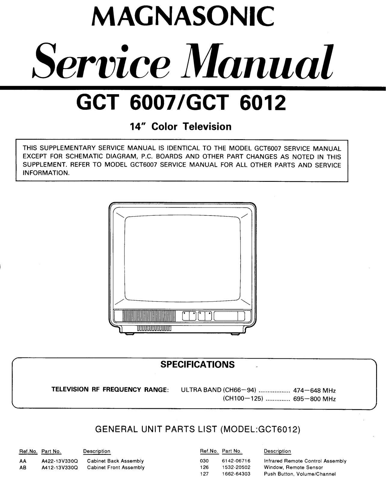 magnasonic gct 6012 user manual