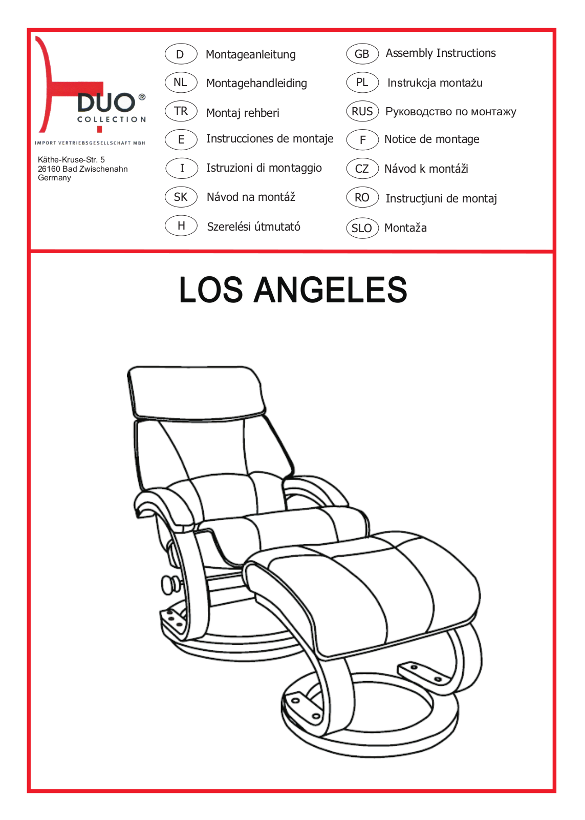 Duo Collection Los Angeles Assembly instructions - ManualMachine.com