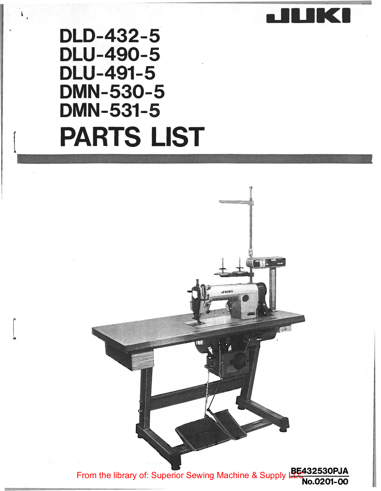 Juki DLD-432-5, DLU-490-5, DLU-491-5, DMN-530-5, DMN-531-5 Manual