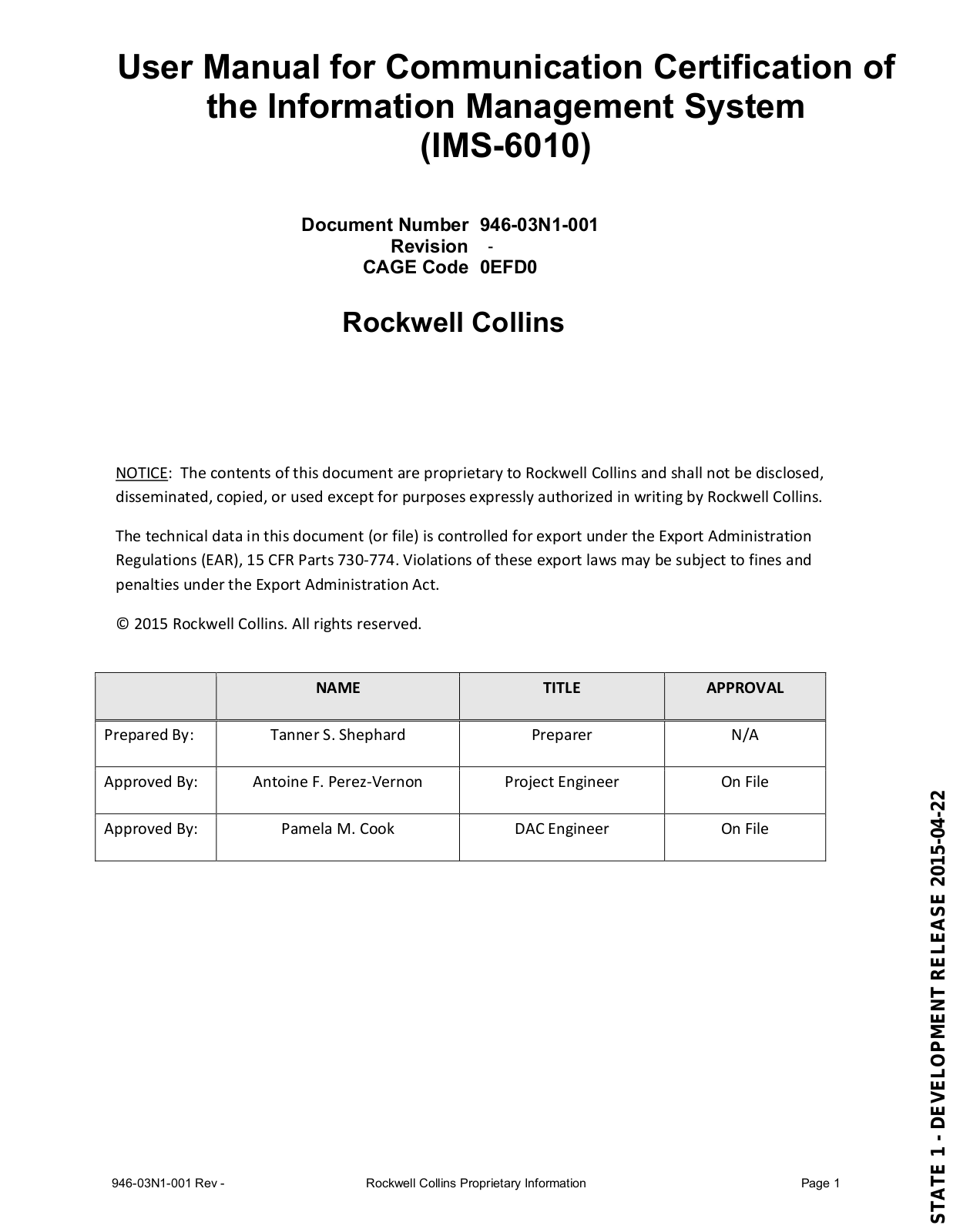 Rockwell Collins 8223132 User Manual