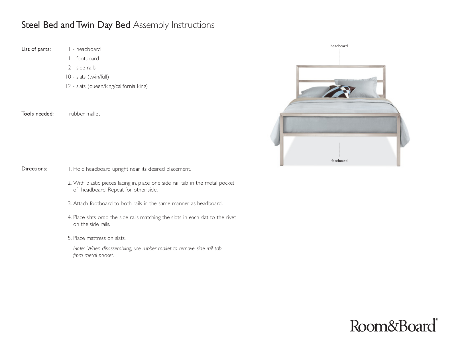 Room & Board Campo, Fort, Artisan Assembly Instruction